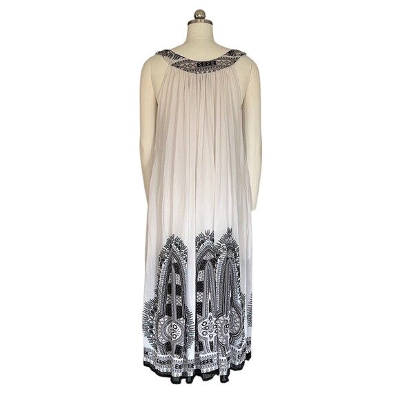 Zury Maxi Dress Womens One Size White Tribal Border Print V-Neck Sleeveless Boho - Picture 6 of 10
